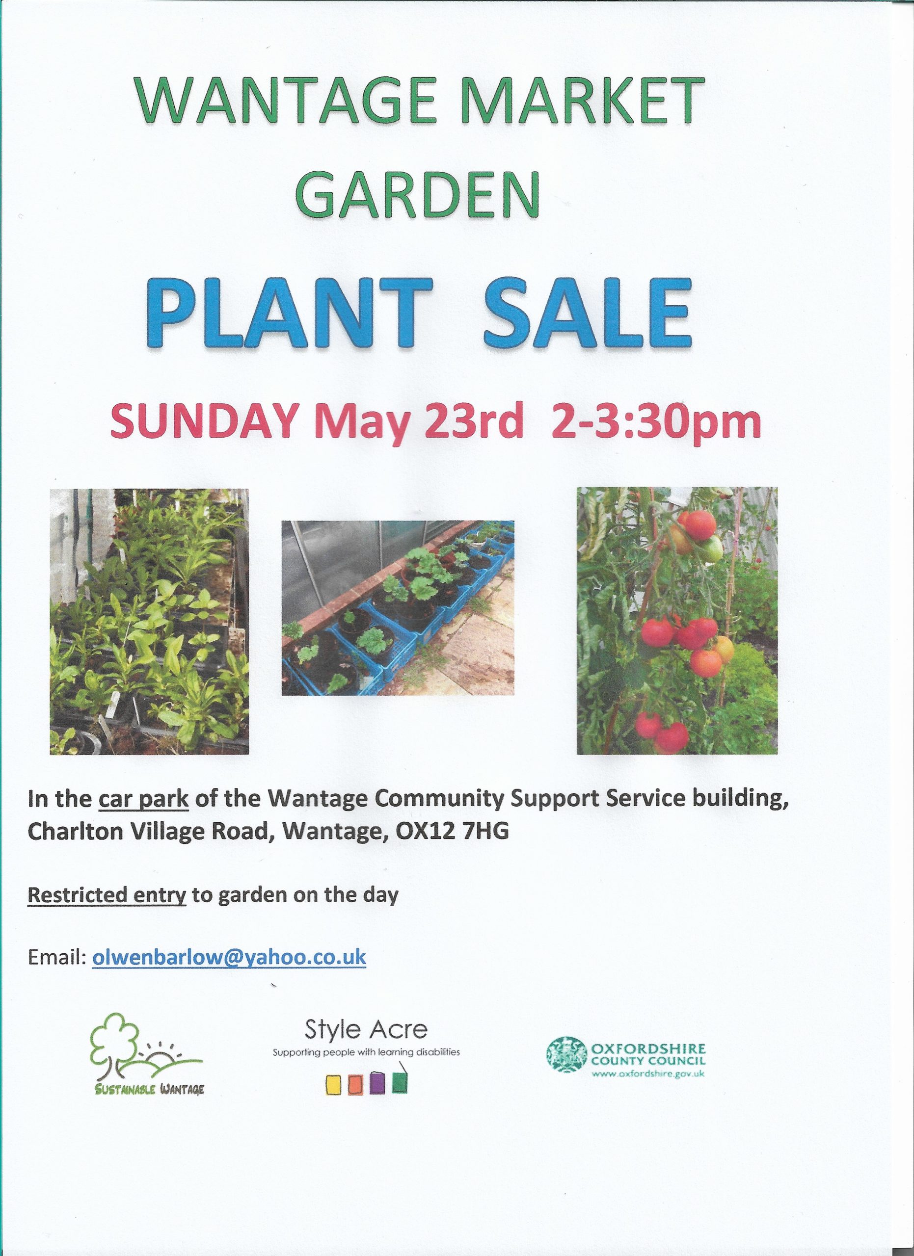 Wantage Market Garden plant sale poster May 2021