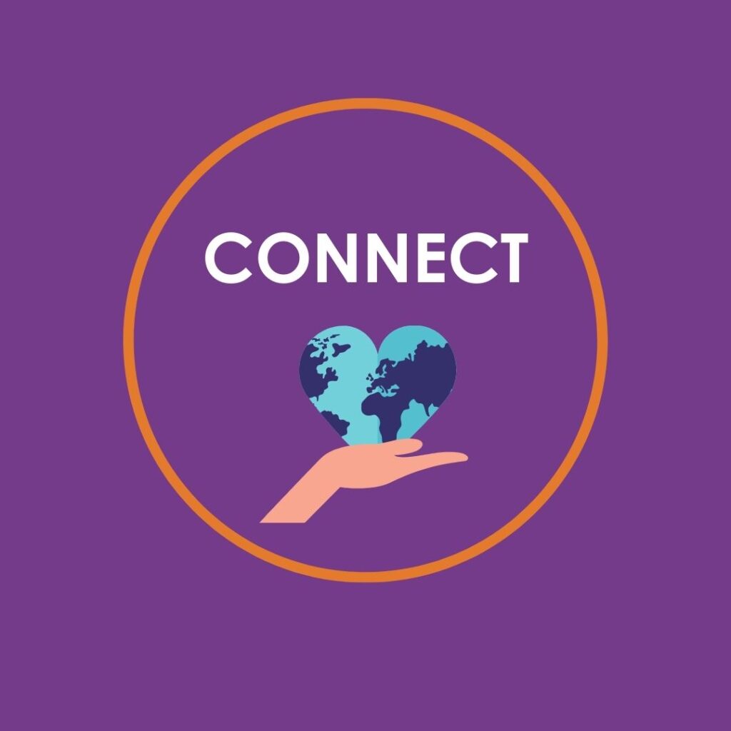 Connect by reaching out, giving back and working together to build and maintain relationships. Picture of a hand and heart as a way of reaching out to connect and make relationships with Ways to Wellness programme in Oxfordshire