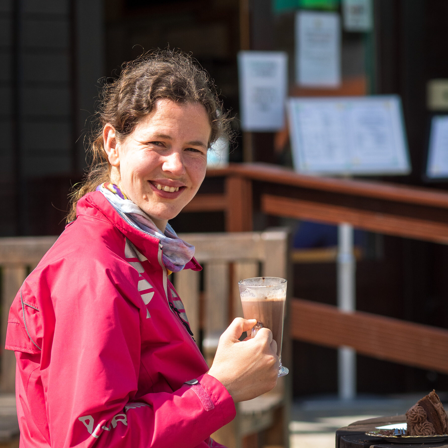 Lady enjoying a coffee at Style Acre Tea Room, Savages, Bewbury