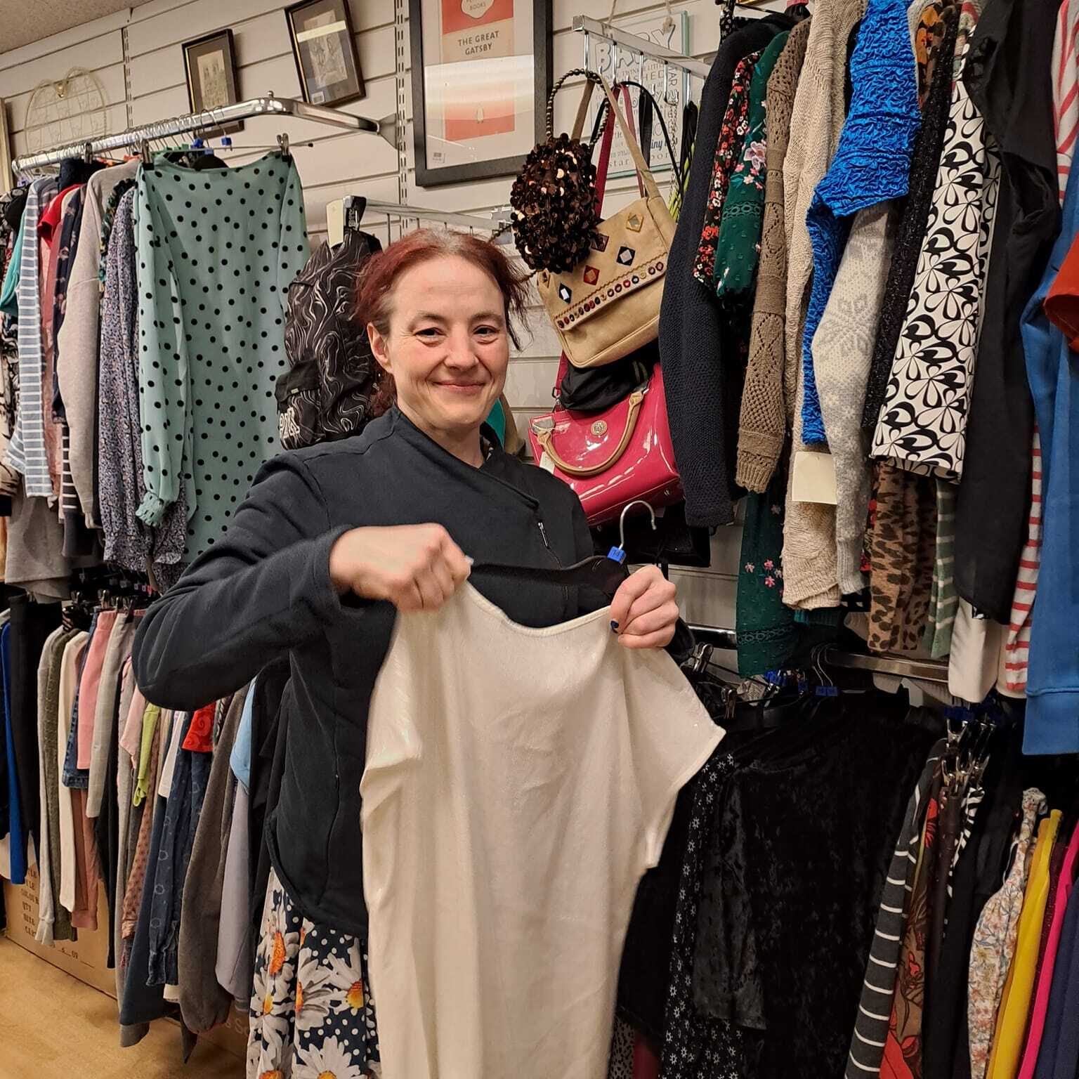 Lady working in Style Acre Charity Shop in Oxfordshire