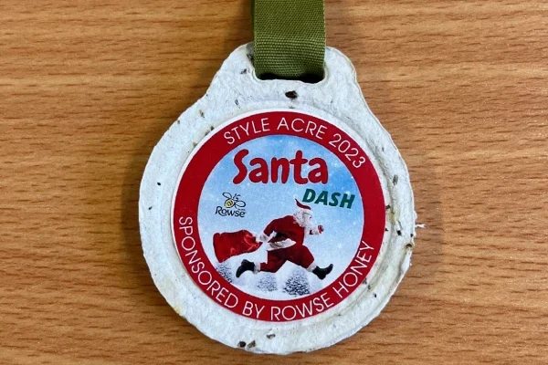 The Style Acre biodegradable medal made by the Medal Making social enterprise in Banbury