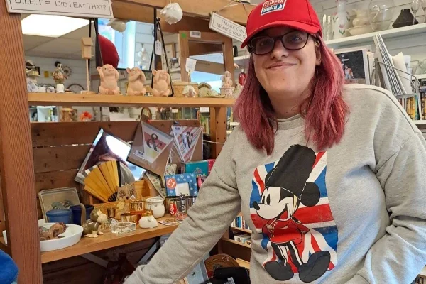 A lady working at the Style Acre charity shop, social enterprise