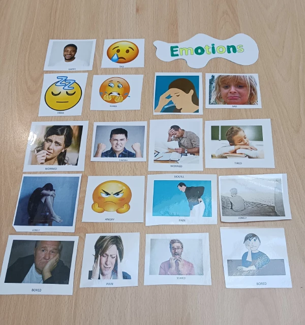 A selection of emotion cards connected with Communication and Technology project