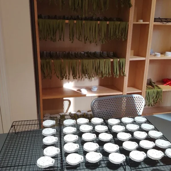 35 x Style Acre environmentally friendly biodegradable medals being made on a rack and used for their Santa Dash in Wallingford.