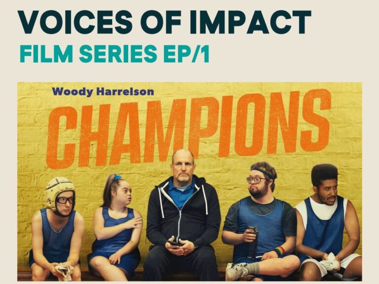 Watch ‘Champions’ with Makespace and Style Acre, in Didcot The coach from the film, sitting with his team, with the words 'Champions' behind them,