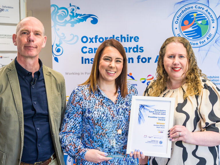 Gemma Elliott Oxfordshire Care Awards Gemma being presented her Oxfordshire Care Awards