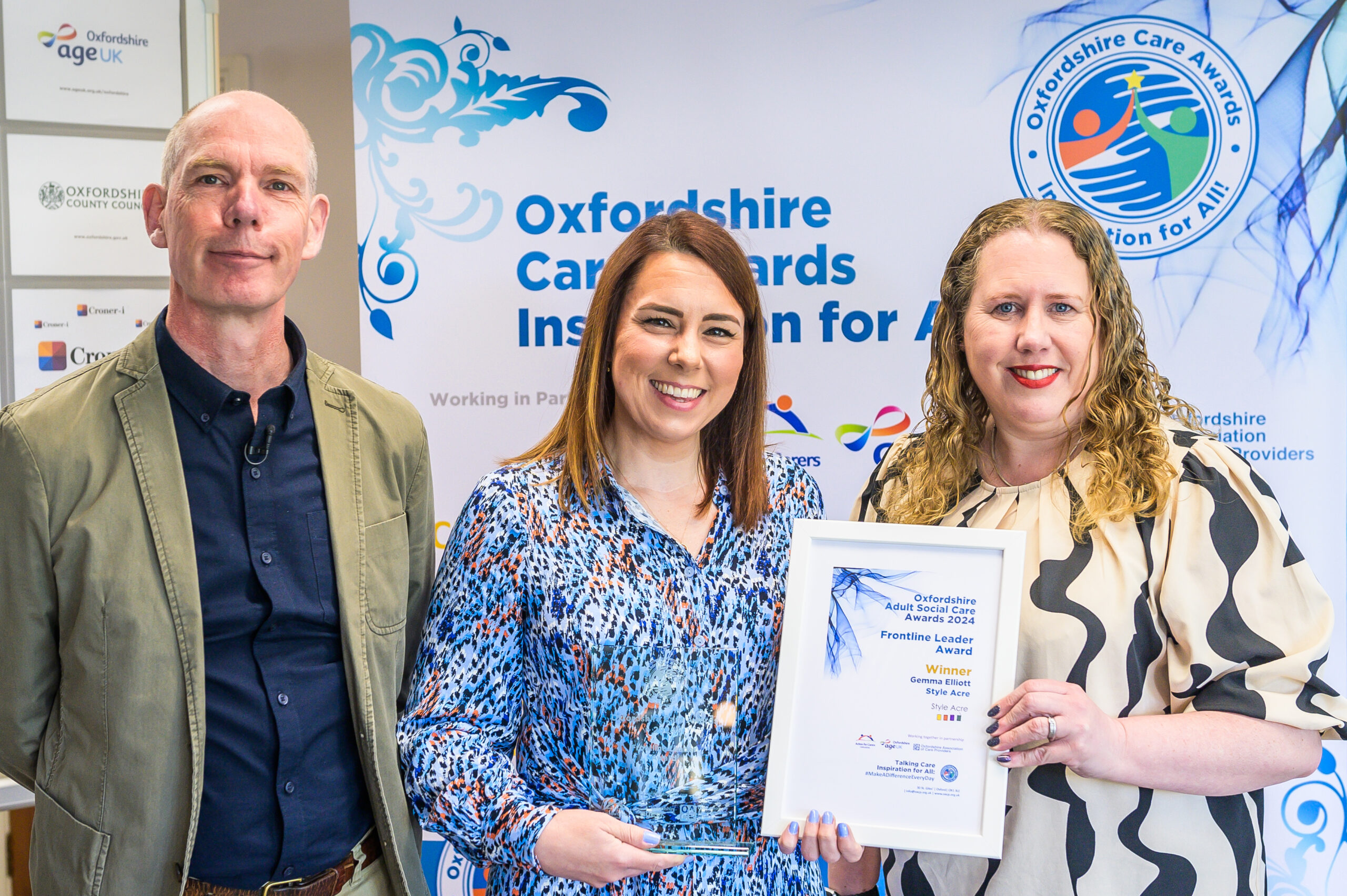 Gemma Elliott Oxfordshire Care Awards Gemma being presented her Oxfordshire Care Awards