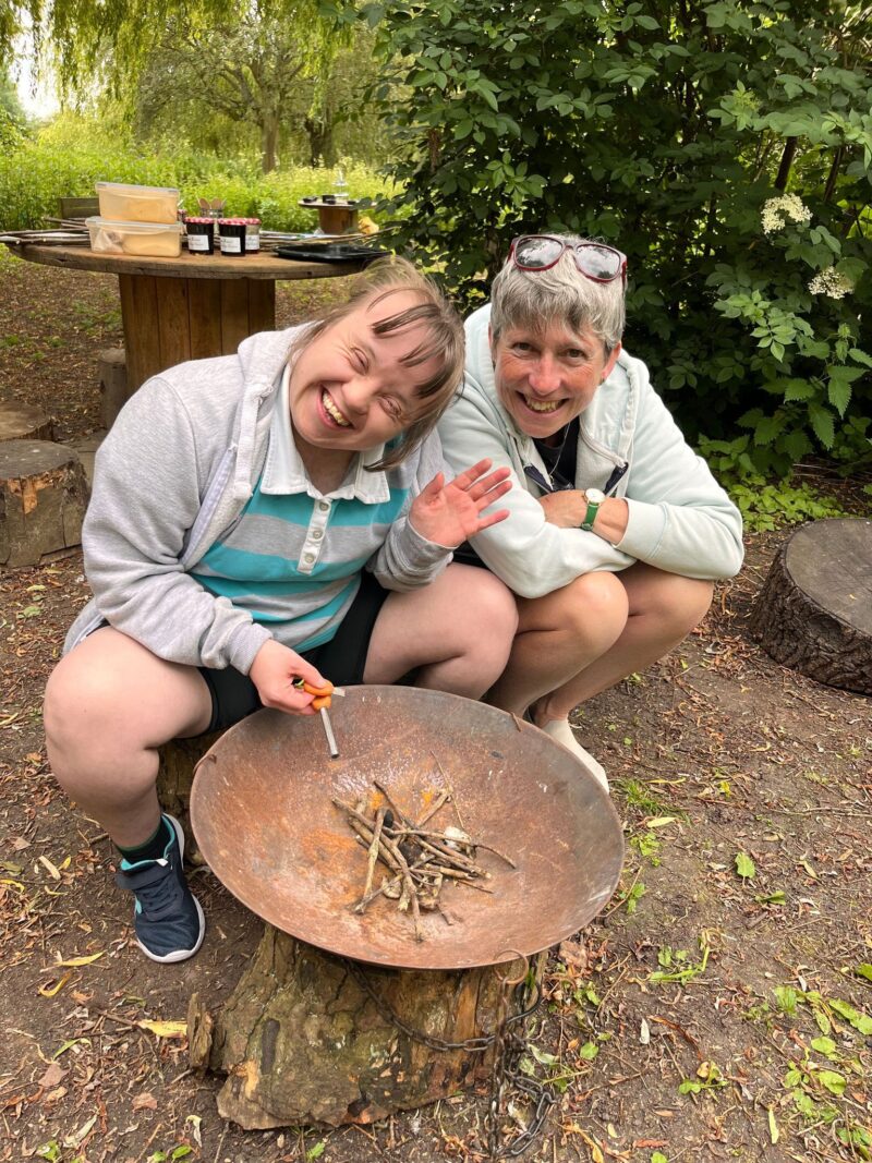 Lighting a fire at Style Acre Forest School