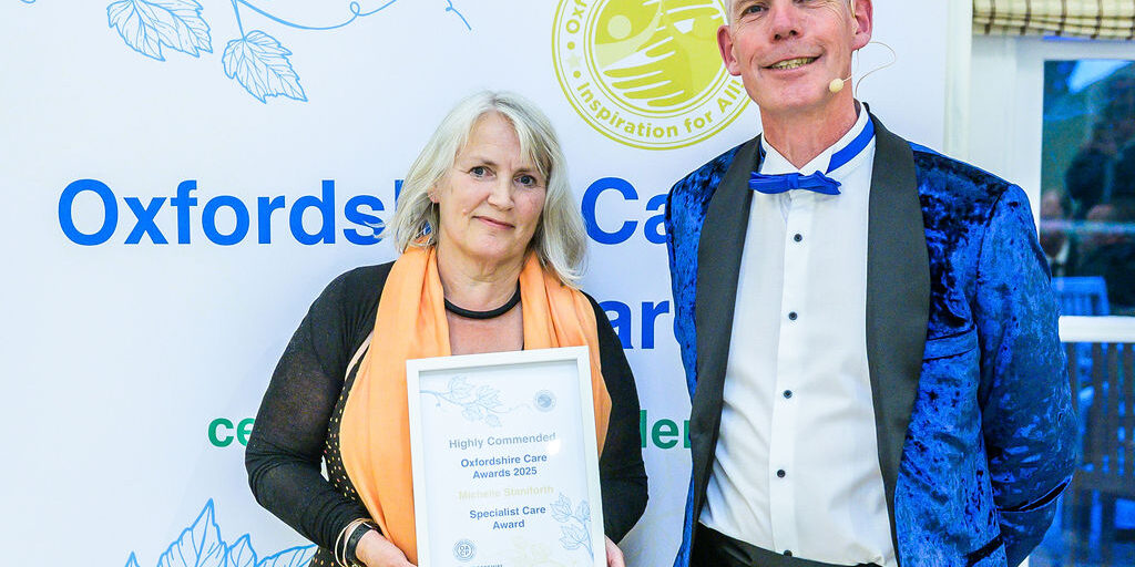 Michelle from Style Acre receiving their award at the Oxfordshire Care Awards