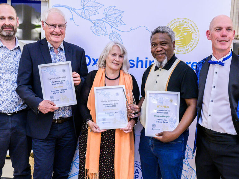 Oxfordshire Care Awards Winners from Style Acre receiving their awards at the Oxfordshire Care Awards