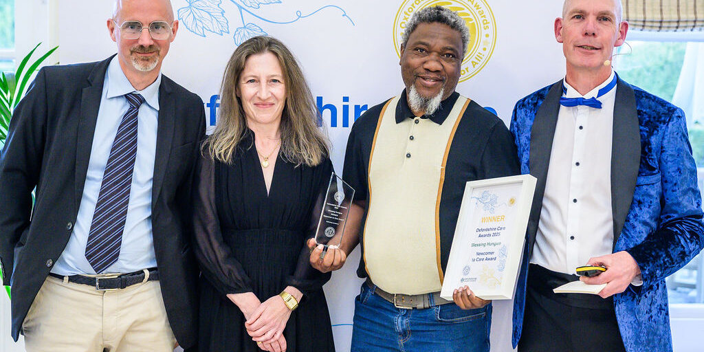 Blessing from Style Acre receiving his award at the Oxfordshire Care Awards