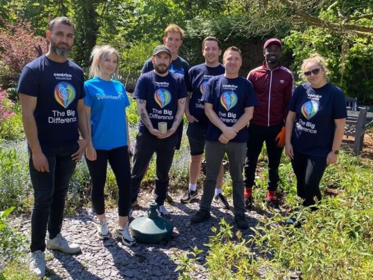 Centrica Volunteers Group of volunteers from Centrica standing in the Wantage market garden