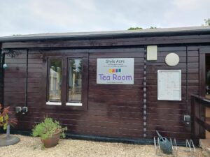 The outside of the wooden tea room, newly decorated 
