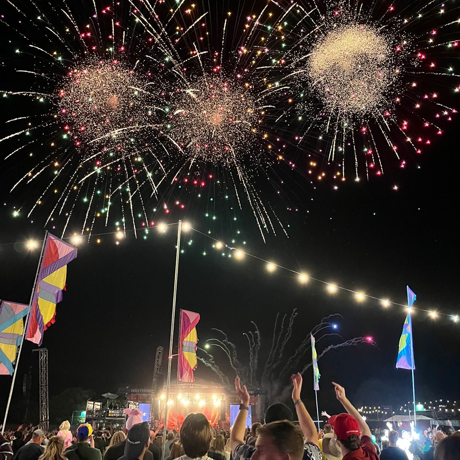 Fireworks in the sky at Truck Festival on the last night