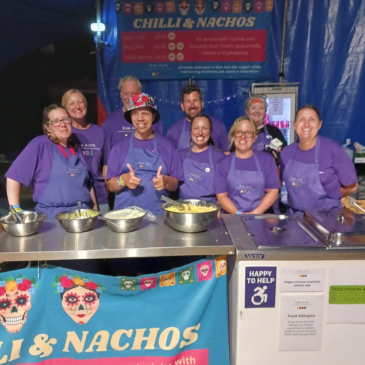 Style Acre volunteers ready to serve chilli and nachos