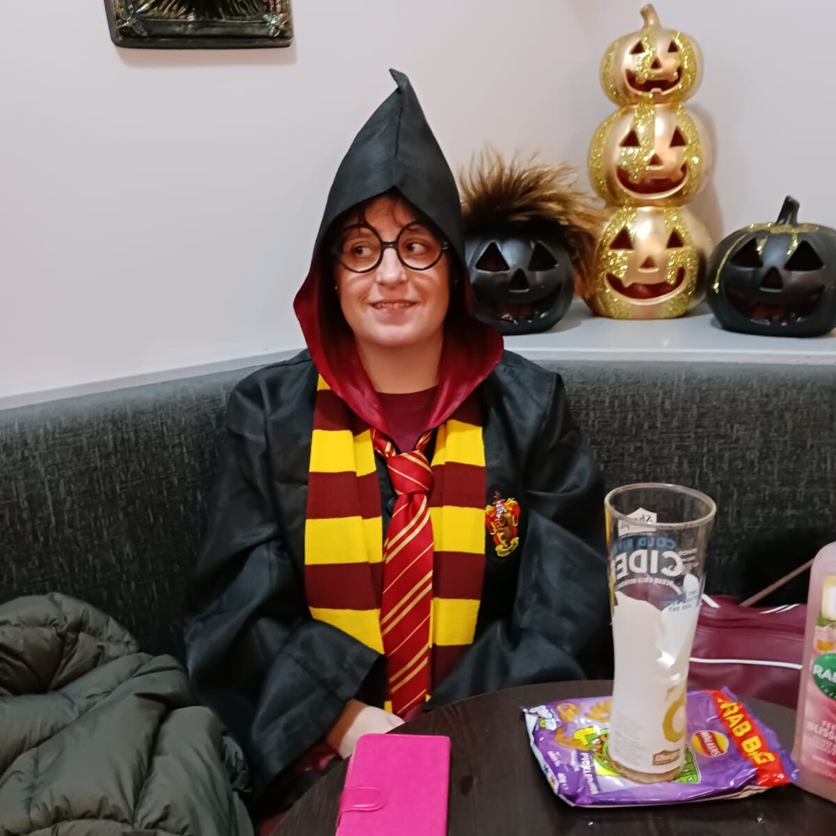 Lady dressed up as Harry Potter